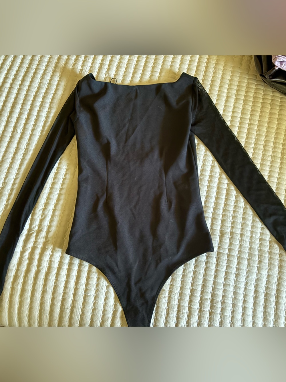 Abercrombie & Fitch Black Sheer Long Sleeve Bodysuit